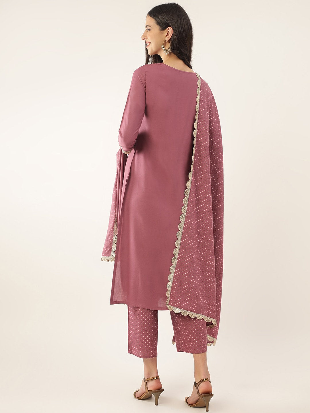 Khushal K Ethnic Motifs Yoke Design Sequinned Kurta with Trousers & Dupatta - Distacart