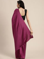 Thumbnail for Mitera Burgundy Solid Satin Saree - Distacart