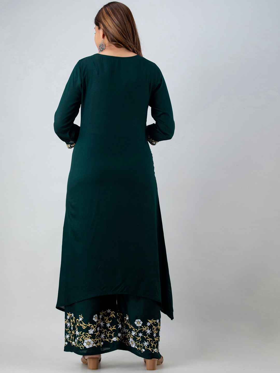 Kalini Women Floral Embroidered Kurta With Palazzos - Distacart