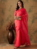 Thumbnail for Sangria Thread & Sequin Embroidered Border Sarees - Distacart
