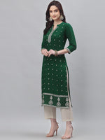 Thumbnail for Kalini Women Green Ethnic Motifs Embroidered Thread Work Kurta - Distacart