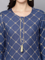 Thumbnail for HERE&NOW Women Printed Kurta with Trousers & With Dupatta - Distacart
