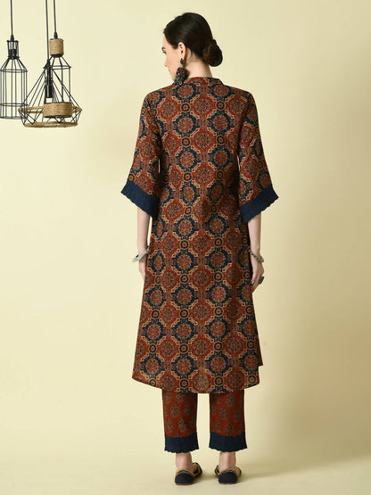 Myshka Women's Multi A-Line Kurta & Trousers - Distacart