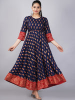 Thumbnail for Kalini Women Navy Blue & Red Ethnic Motifs Printed Anarkali Kurta - Distacart