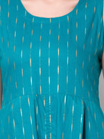 Thumbnail for Kalini Women Turquoise Blue Ethnic Motifs High-Slit Kurta - Distacart