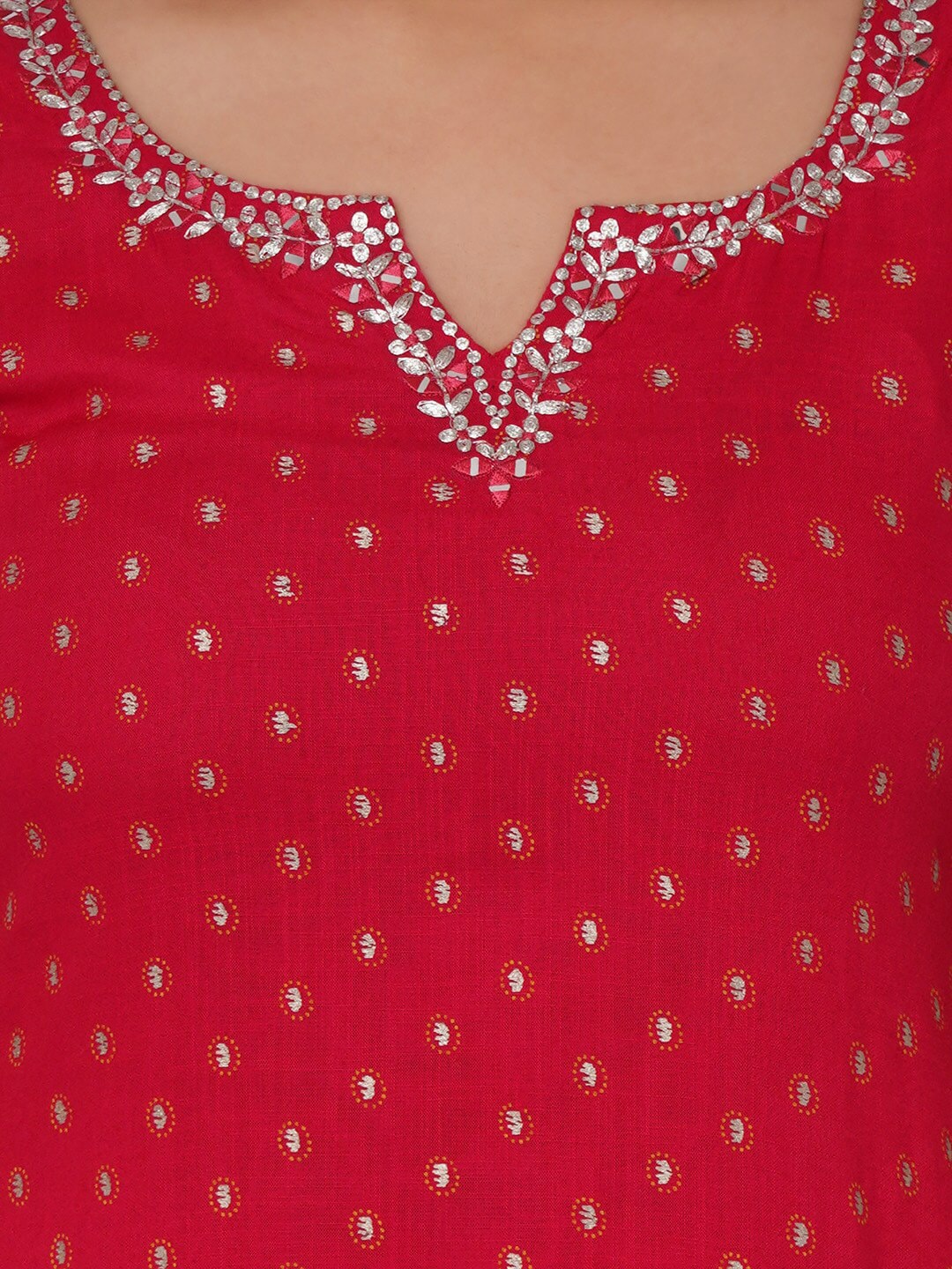 Kalini Women Pink Ethnic Motifs Printed Layered Gotta Patti Kurta with Skirt - Distacart