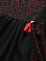 Thumbnail for Sangria Women Black Printed Empire Pure Cotton Kurta with Trousers - Distacart