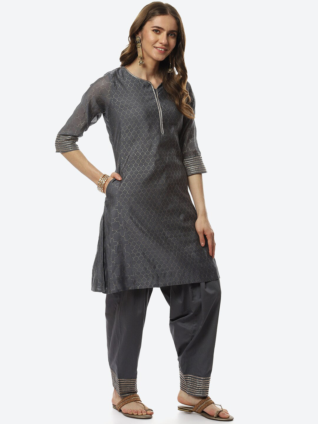 Biba Women Printed Kurta with Salwar - Distacart