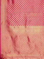 Thumbnail for Kalini Pink & Mustard Yellow Ethnic Motifs Woven Design Half & Half Kanjeevaram Saree - Distacart