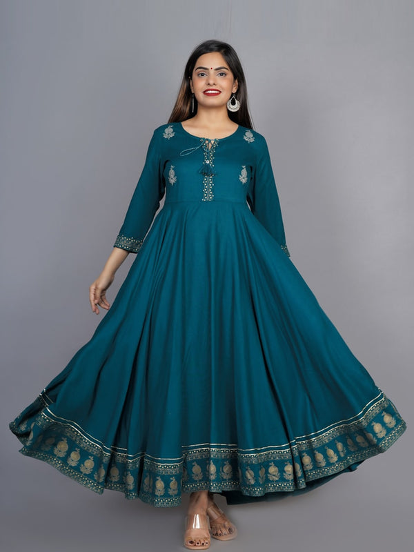 Kalini Women Green Ethnic Motifs Embroidered Keyhole Neck Anarkali Kurta - Distacart