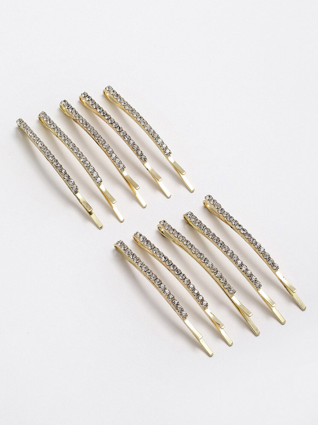 Panash Set of 10 Women Gold-Toned Embellished Bobby Pins - Distacart