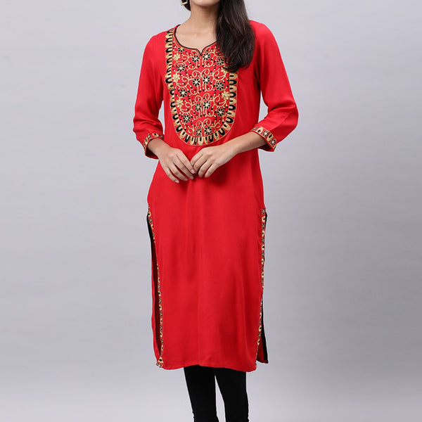 Souchii Women Ethnic Motifs Yoke Design Mirror Work Kurta - Distacart