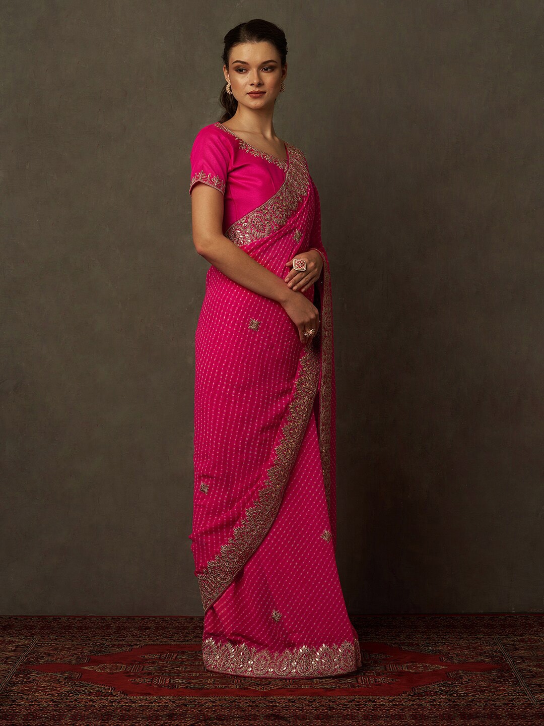 Saree Mall Bandhani Embroidered Pure Georgette Bandhani Sarees - Distacart