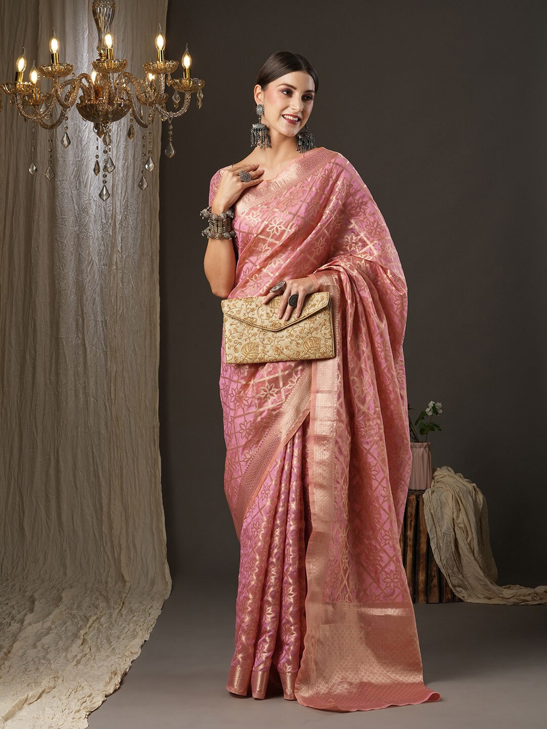 Saree Mall Ethnic Motifs Woven Design Zari Banarasi Traditional Sarees - Distacart