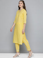 Thumbnail for HERE&NOW Women Regular Gotta Patti Pure Cotton Kurta with Trousers - Distacart