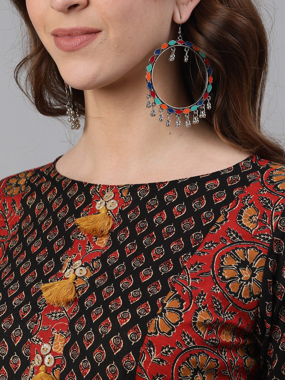 Jaipur Kurti Women Red Ethnic Motifs Printed Kurta - Distacart