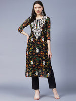 Thumbnail for Kalini Women Floral Printed Georgette Chikankari Embroidery Kurti - Distacart