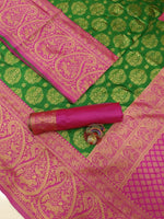 Thumbnail for DEIANA'S Beautiful Golden Jari with New Design Soft Lichi Silk Saree - Green - Distacart