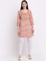 Thumbnail for Kalini Women Peach-Coloured Floral Printed Kurta - Distacart