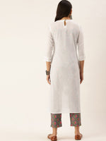 Thumbnail for Kalini Women White Regular Pure Cotton Kurta with Trousers - Distacart