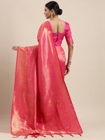 Thumbnail for Saree Mall Pink Ethnic Motifs Zari Silk Blend Banarasi Saree - Distacart