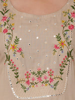 Thumbnail for Kalini Women Beige Yoke Design Mirror Work Kurta with Trousers - Distacart