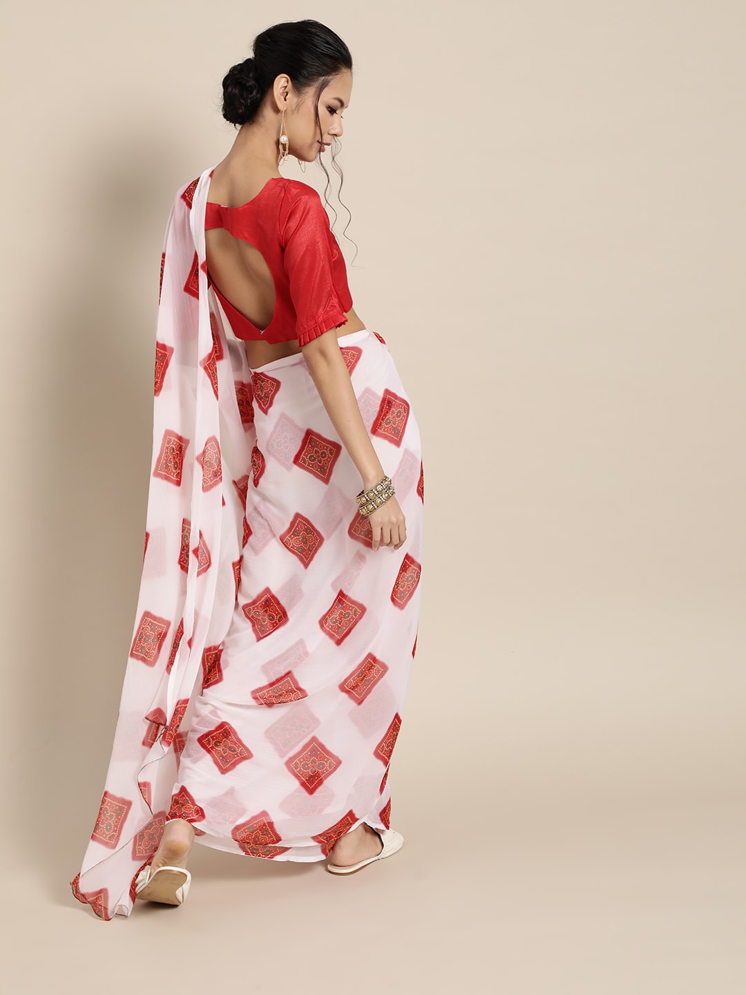 Saree Mall Bandhani Poly Chiffon Saree - Distacart
