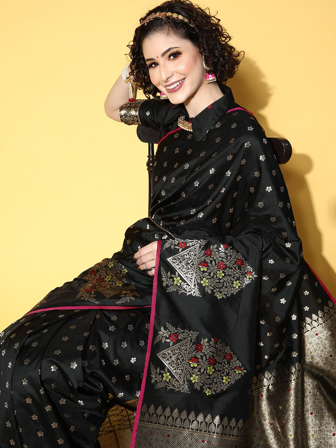 Saree Mall Ethnic Motifs Saree with Solid Border - Distacart
