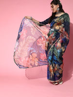 Thumbnail for Tikhi Imli Navy Blue Saree with Zari border - Distacart