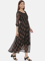Thumbnail for Souchii Women Black Printed Fit and Flare Dress - Distacart