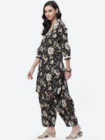 Thumbnail for Biba Women Black Ethnic Motifs Printed Straight Pure Cotton Kurta with Salwar - Distacart