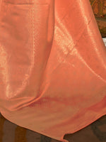 Thumbnail for Mitera Peach-Coloured & Gold-Toned Floral Zari Kanjeevaram Saree - Distacart