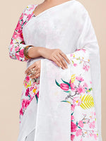 Thumbnail for Kalini Floral Printed Pure Cotton Block Print Saree - Distacart
