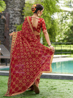 Thumbnail for Mitera Bandhani Zari Pure Georgette Saree - Distacart