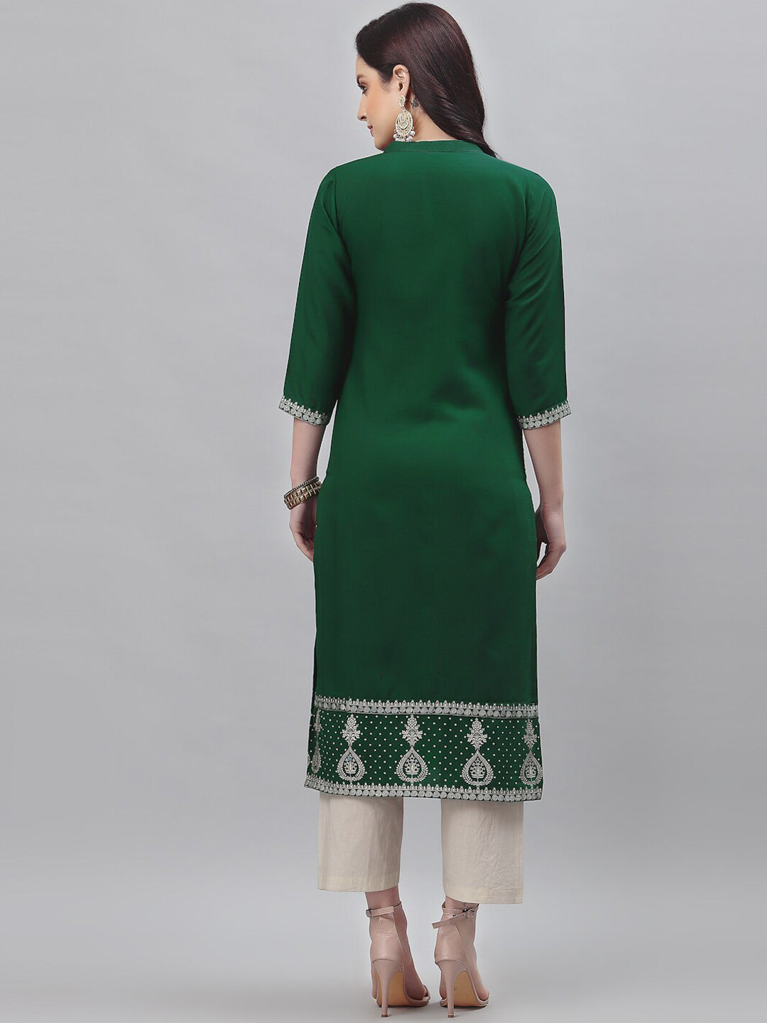 Kalini Women Green Ethnic Motifs Embroidered Thread Work Kurta - Distacart