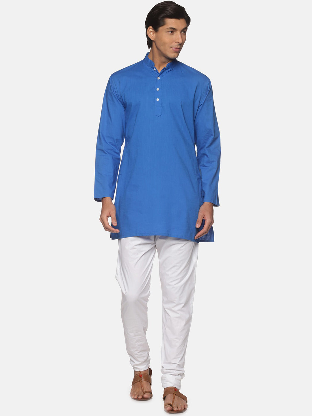 Sethukrishna Blue Pure Cotton Kurta with Pyjamas For Men - Distacart