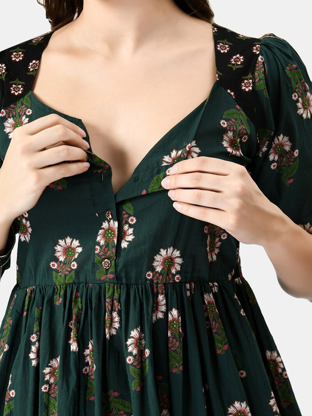 Kalini Women Printed Thread Work Cotton Anarkali Kurta - Distacart