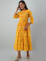 Thumbnail for Kalini Women Yellow & Orange Ethnic Motifs Printed Anarkali Kurta - Distacart