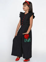 Thumbnail for NOZ2TOZ Black & Red Solid Basic Jumpsuit For Girls - Distacart