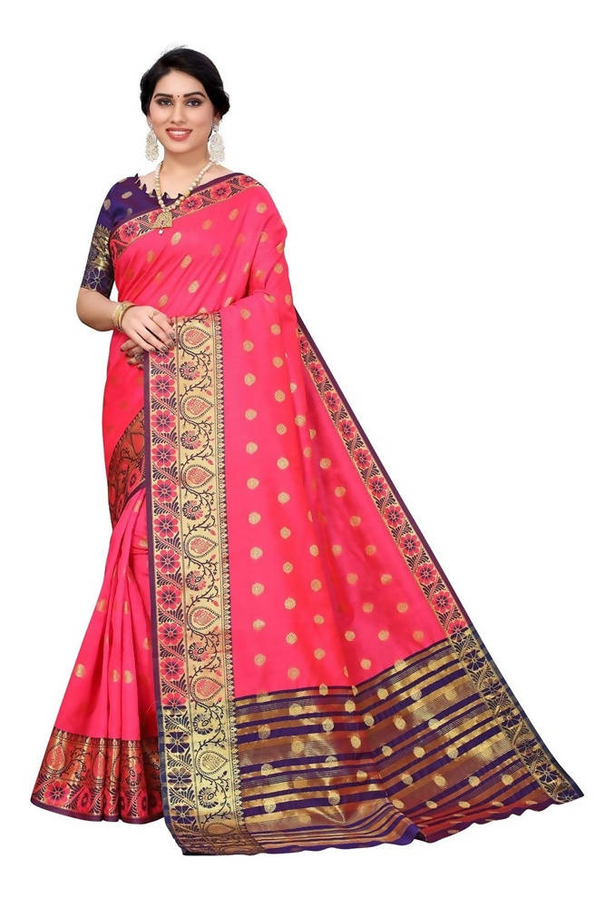 Vamika Cotton Rich Silk With Jacquard Weaving Pink Saree