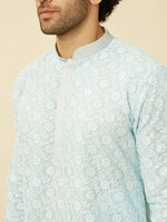 Thumbnail for Manyavar Floral Chikankari Embroidered Regular Thread Work Kurta With Pyjamas - Distacart