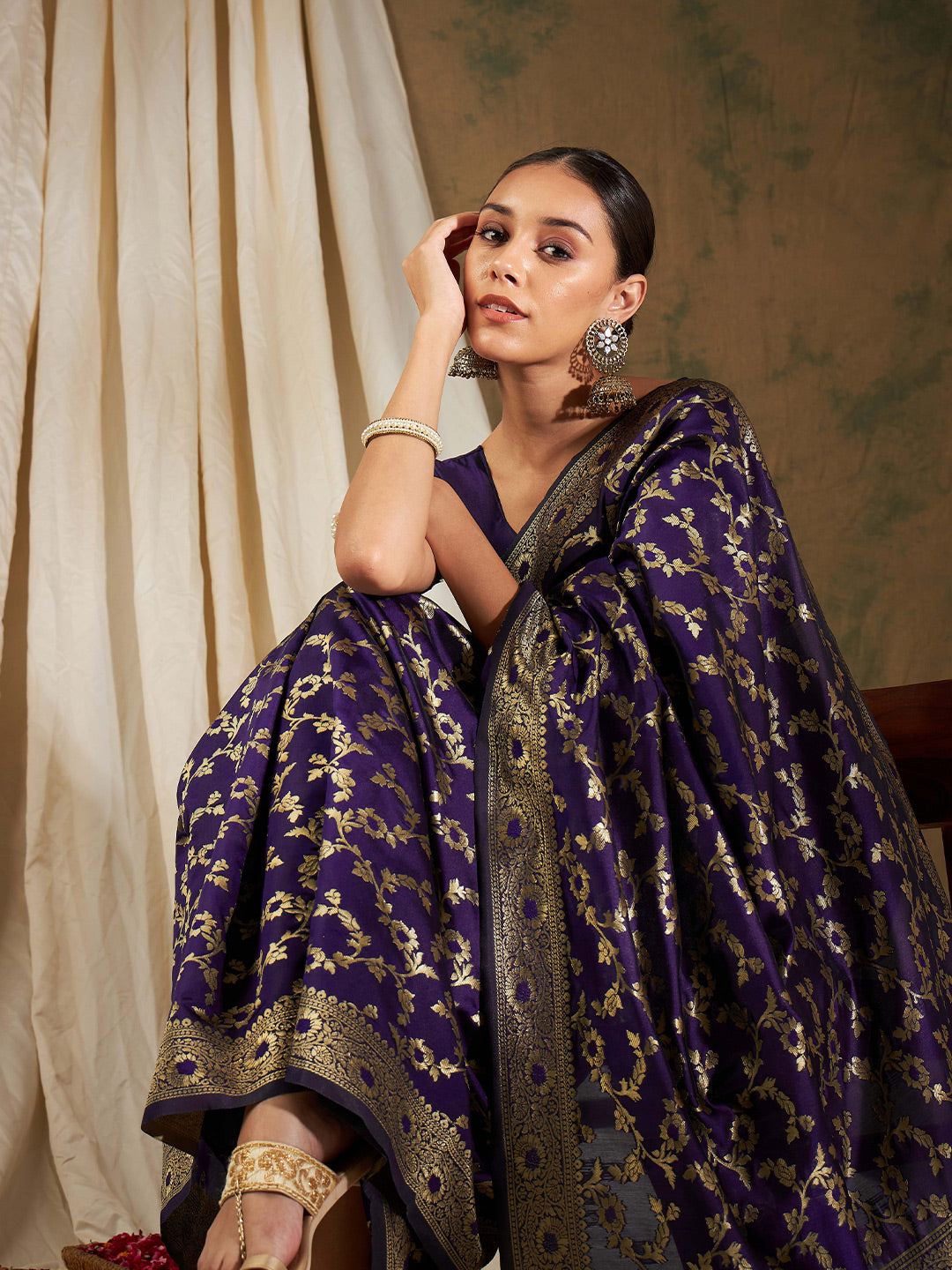 Sangria Woven Design Zari Kanjeevaram Saree - Distacart