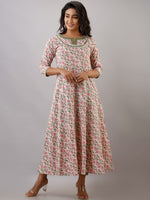 Thumbnail for Kalini Women Pink Floral Printed Anarkali Cotton Kurta - Distacart