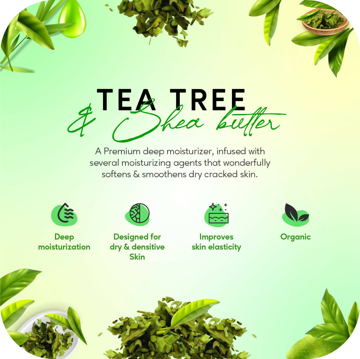 Careberry Organic Tea Tree Oil & Shea Butter Nourishing Body Lotion - Distacart