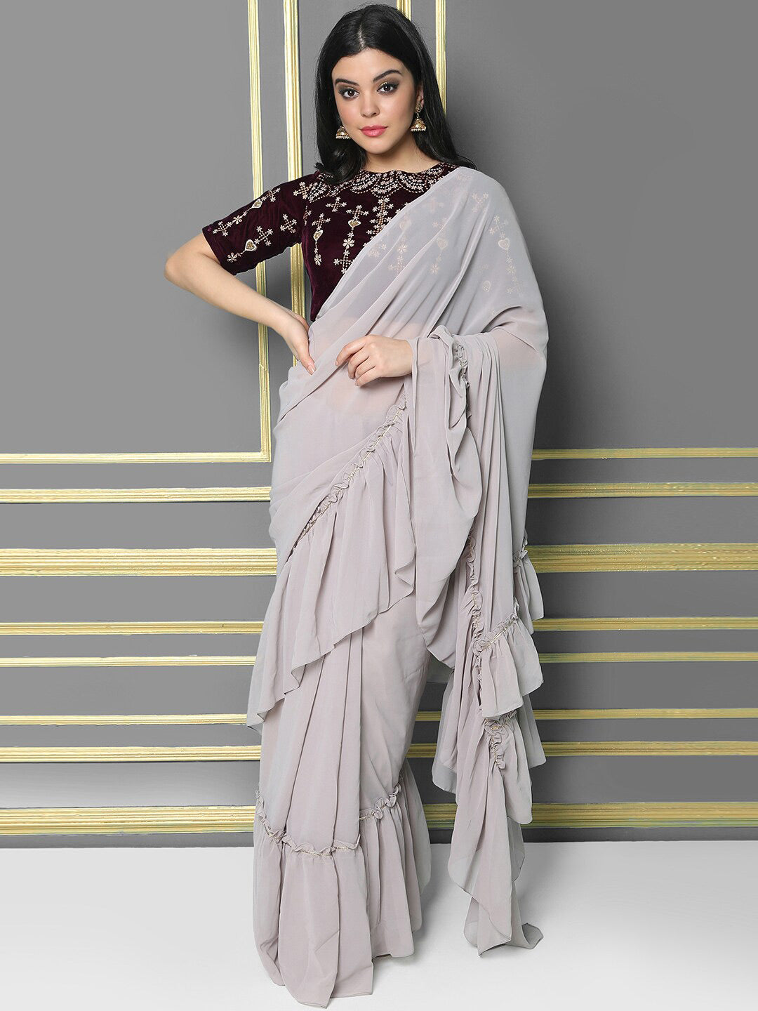 Kalini Solid Party Saree - Distacart