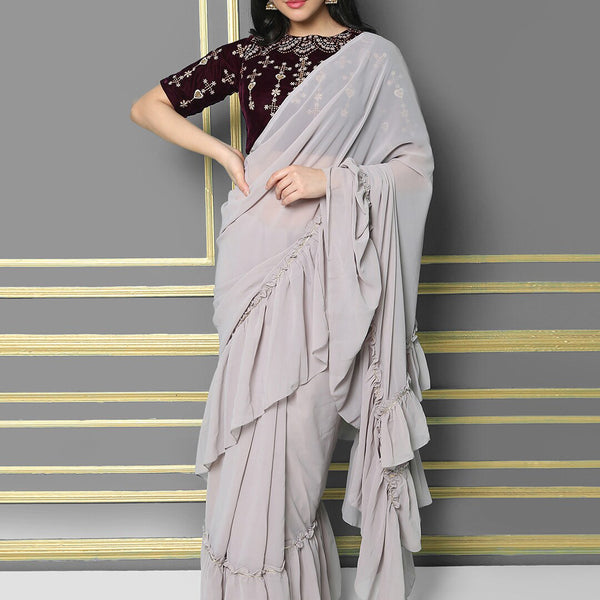 Kalini Solid Party Saree - Distacart
