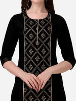 Thumbnail for HERE&NOW Women Black Floral Printed Floral Kurta - Distacart