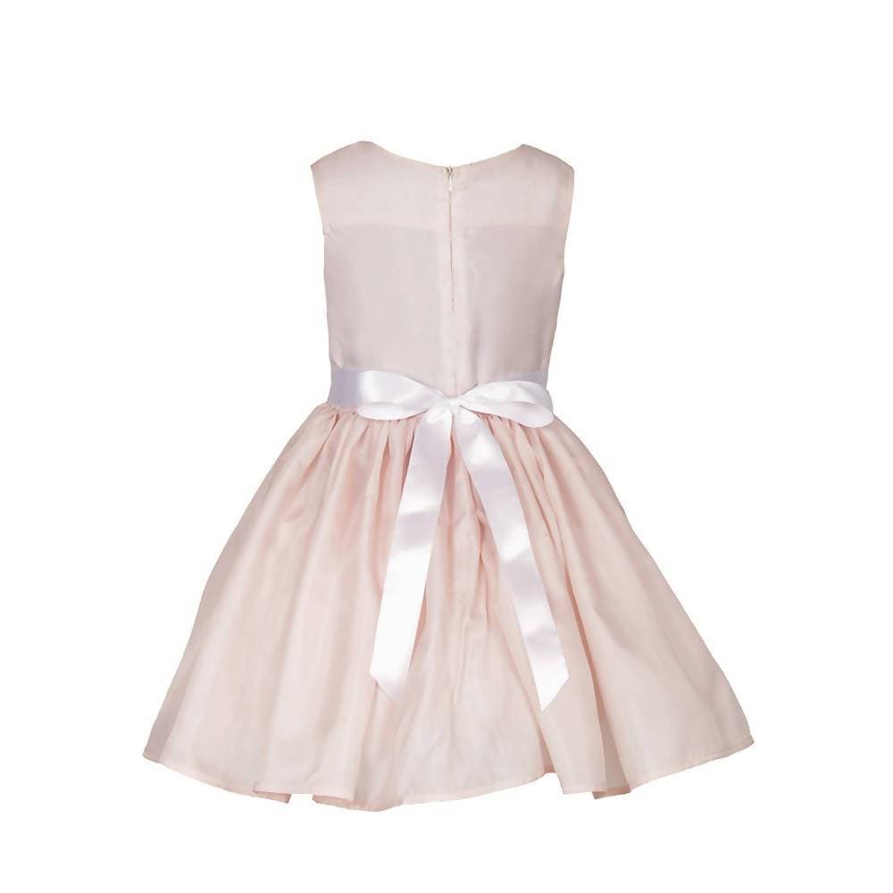 Asmaani Baby Girl's Peach Color Satin Knee Length Frock (AS-DRESS_22007) - Distacart