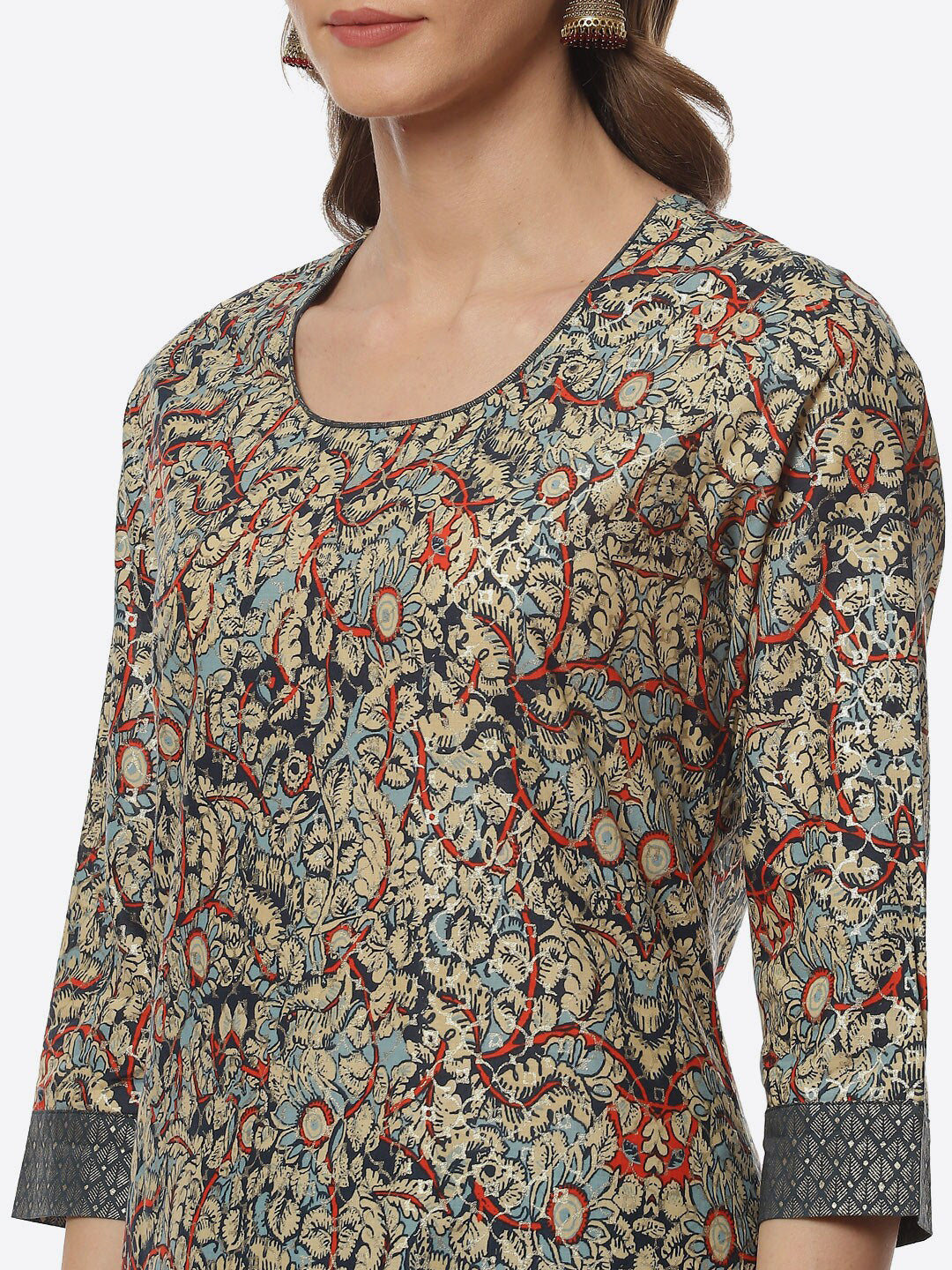 Biba Women Blue Ethnic Motifs Printed Kurta with Palazzos & With Dupatta - Distacart