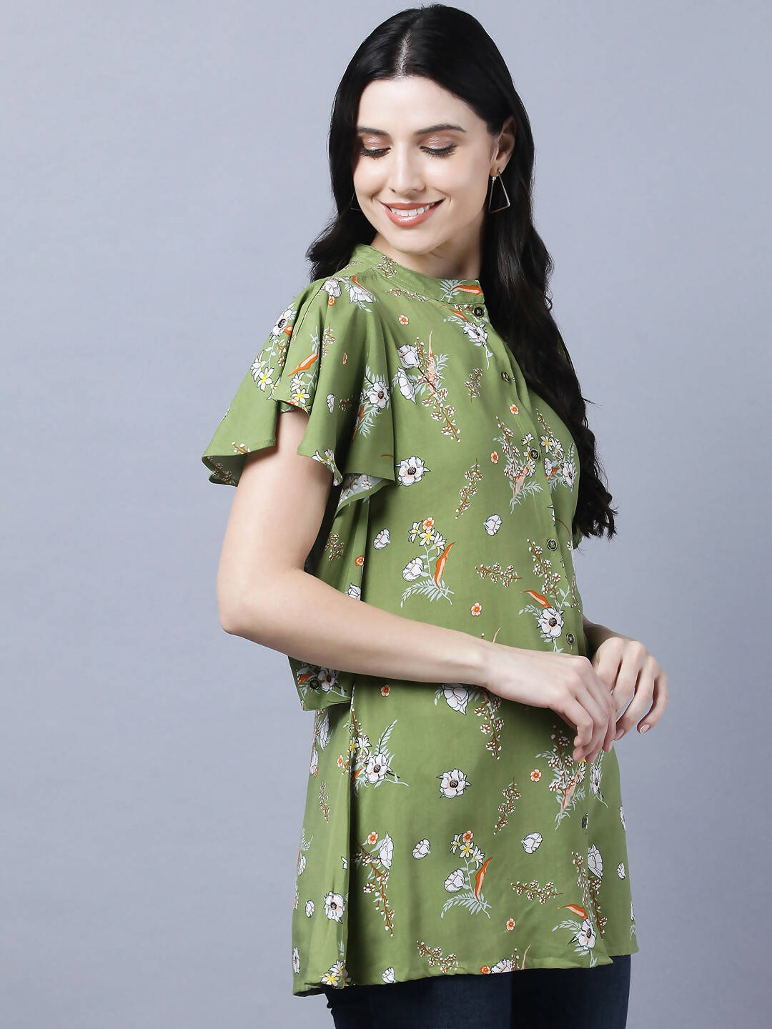 Myshka Stylish Green Viscose Short Sleeve Women's Top - Distacart